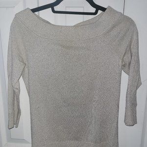 Size S Neutral Gold Sweater with gold flecks - Keyhole Design on Back